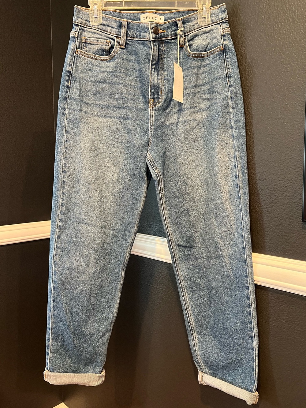 Cello Women’s Blue Denim High Rise Cuffed Ankle Mom Jeans Pants Size 11